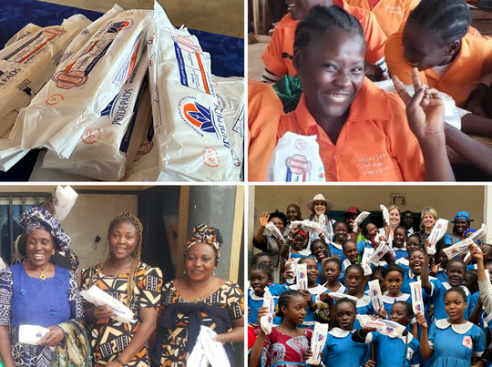 Women enjoying the benefits of PridePads Africa’s menstrual health education and sustainable pad solutions, empowering them to stay in school and thrive.